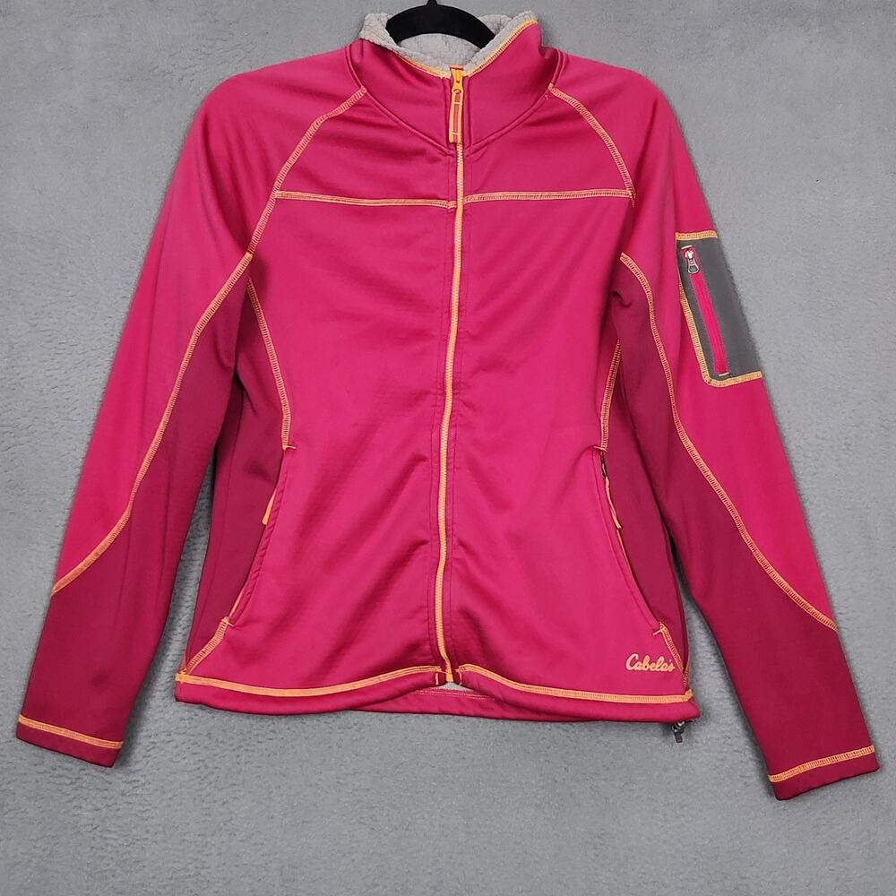 Cabela's Softshell Jacket Womens Medium Pink Full Zip Hiking Fleece Lined